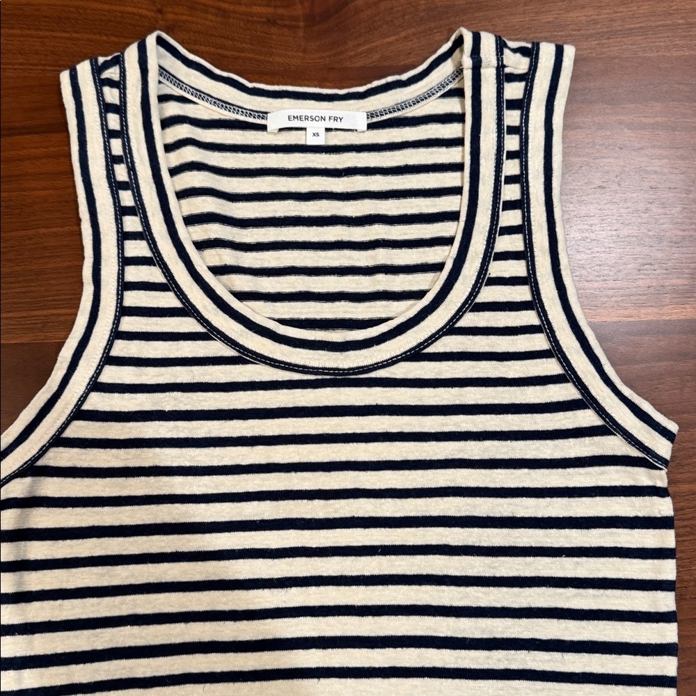 Emerson Fry GO TO TANK TOP - NAVY STRIPE ORGANIC Size XSmall - Picture 3 of 6